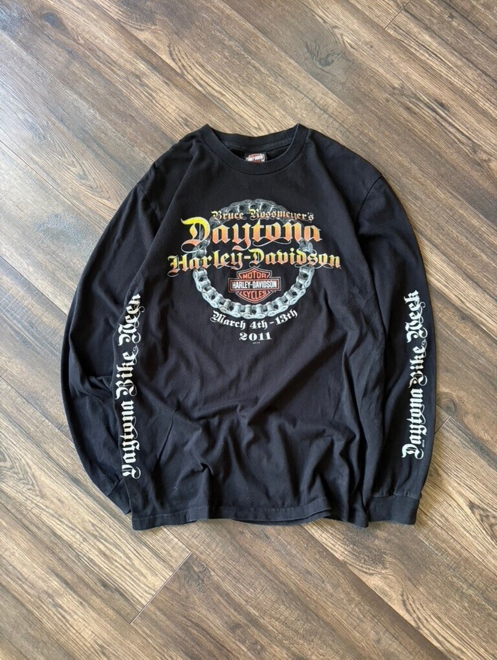 Vintage Daytona Harley Davidson Motorcycles Longsleeve Shirt Size Mens Large
